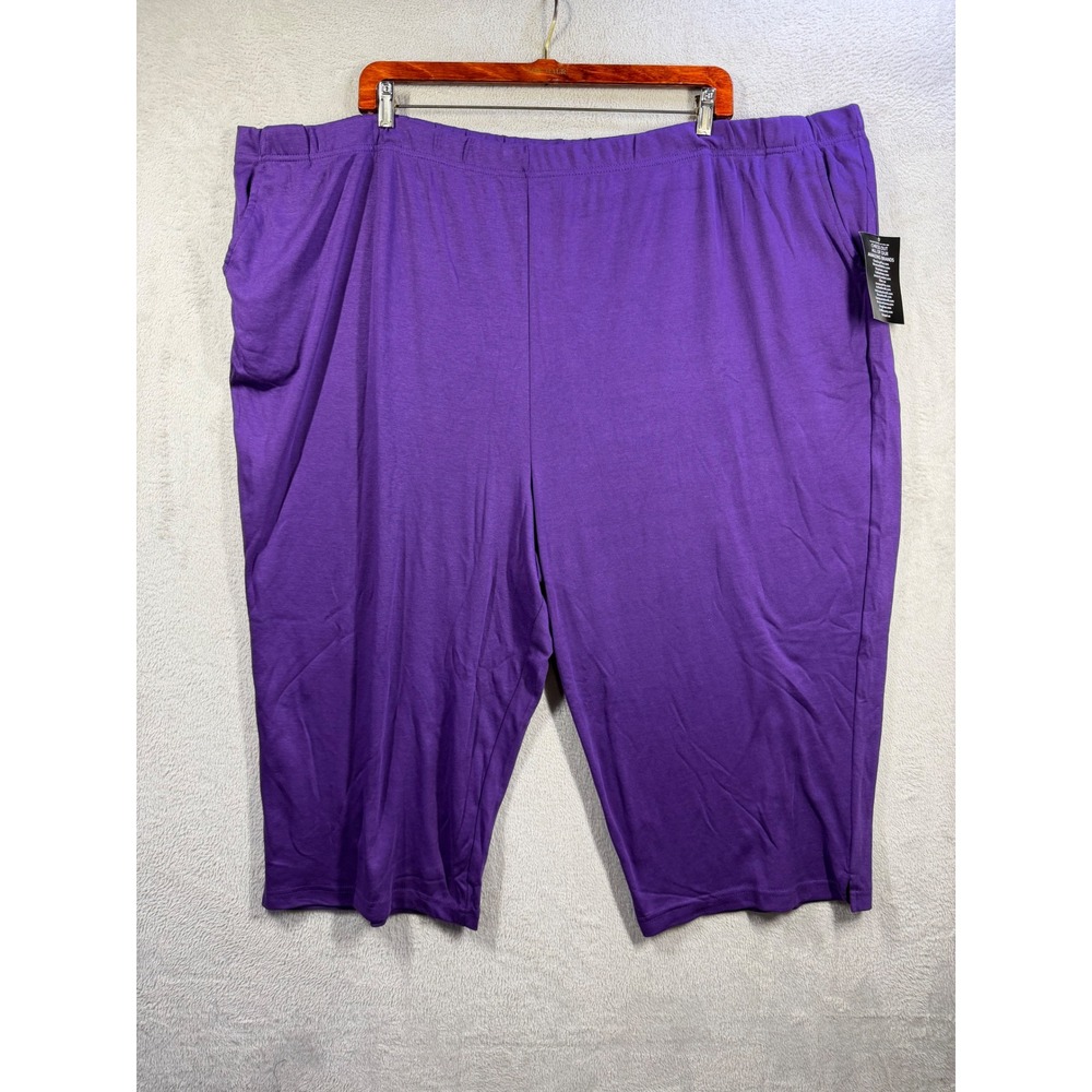 Woman Within Capri Pants Women 6X Purple Knit Pull On Elastic Waist Pocket